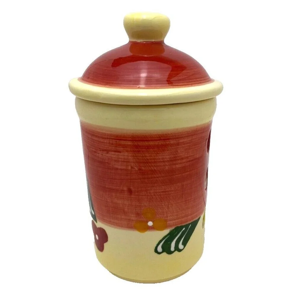 French Garlic Jar Keeper Collectible USA‎ Edition Floral Hand Crafted NEW